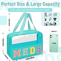 Vista 2 de izuzta Bolsa de maquillaje con letras de chenilla, bolsa de maquillaje de viaje, pequeña bolsa de maquillaje preparada, D-MEDS-Verde