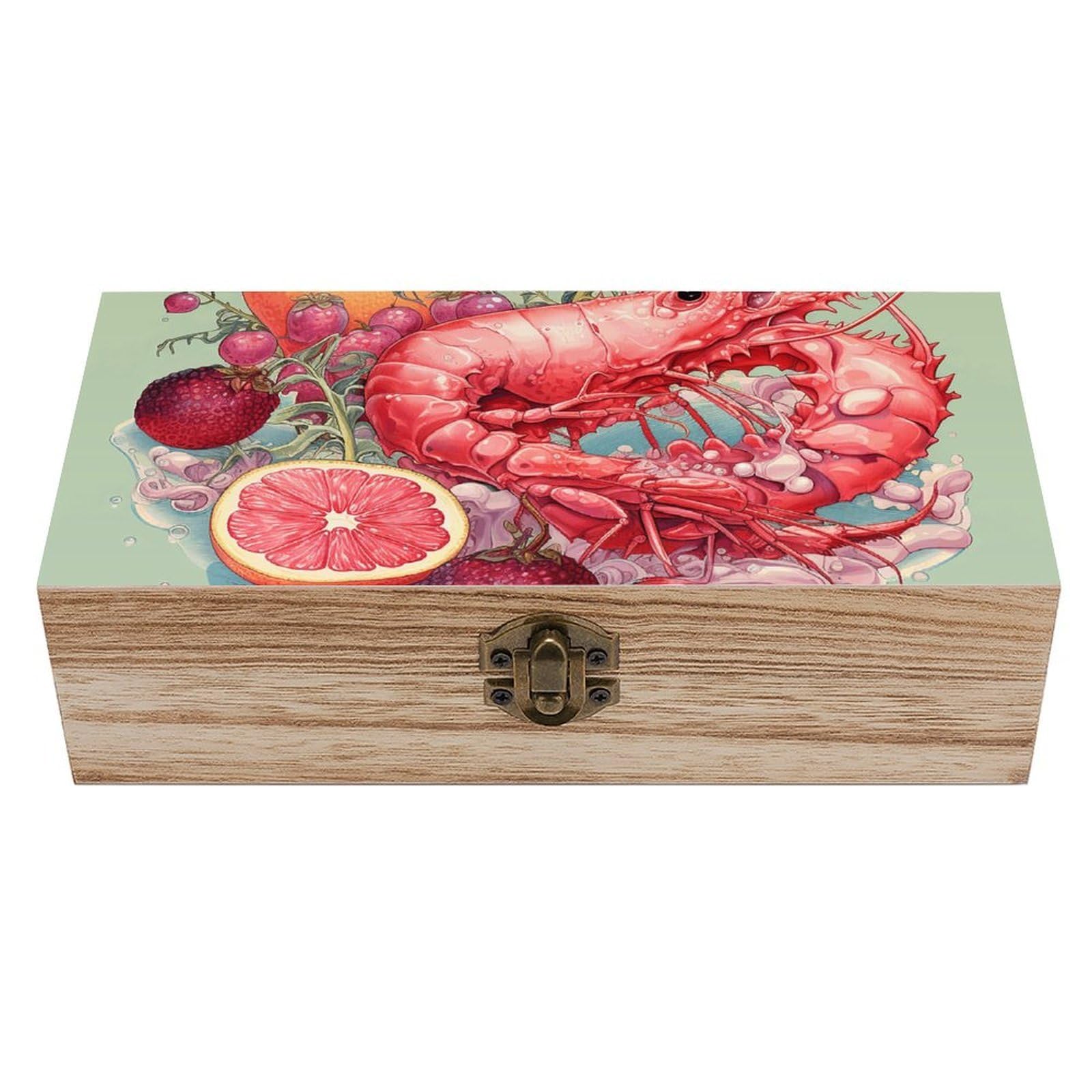 Wooden Storage Box Pomegranates And Fruits Wood Gift Box with Hinged Lid Vintage Decorative Jewelry Boxes Memory Box for Jewelry Art Hobbies Home Storage Treasure Keepsake Gift 7.9''x3.9''x2.3''
