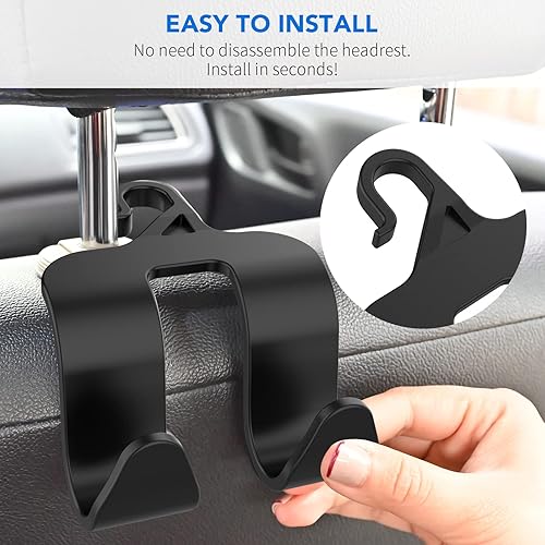 Miniatura 4 de Flymic Ganchos para reposacabezas de automóvil, 2 en 1 mejorados, organizador de ganchos para reposacabezas de automóvil, organizador universal para