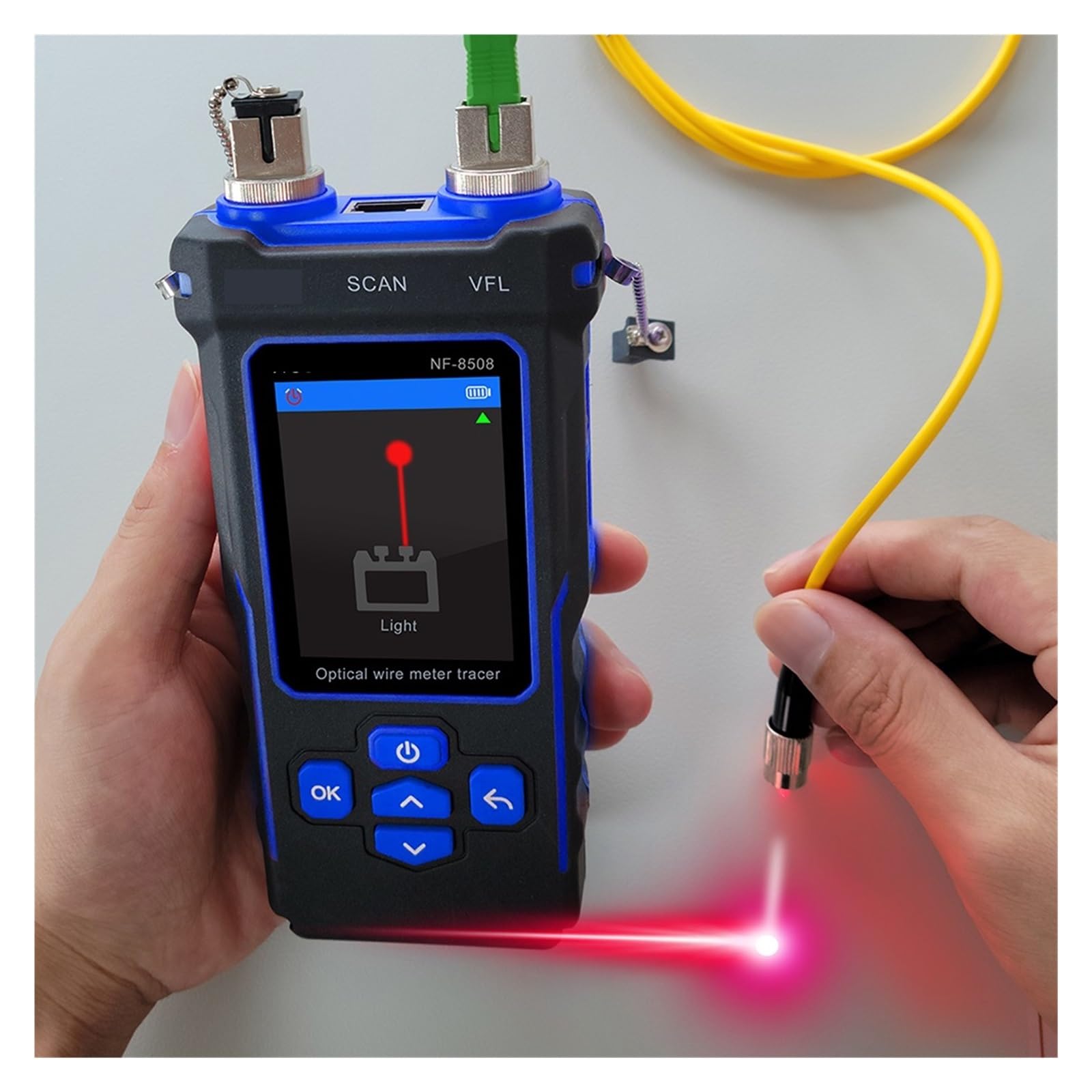 NF-8508 Misuratore di Potenza Ottica da Cintura Display LCD Misura Lunghezza Wiremap Localizzatore di Cavi e Tester di Cavi di Rete