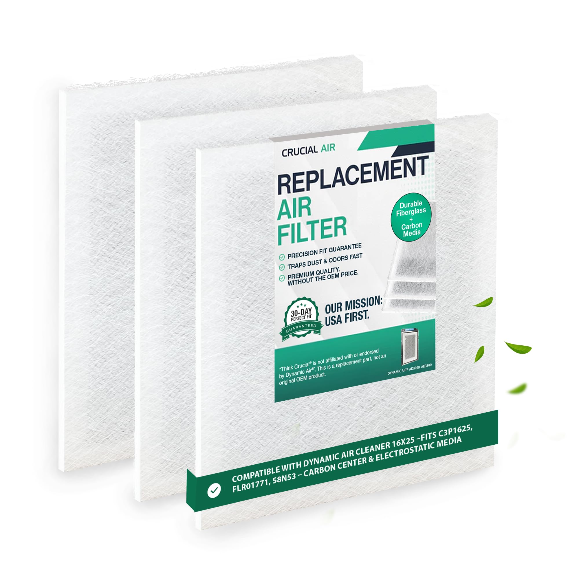 Photo 1 of Think Crucial Replacement Filter Pads for 16x25 Dynamic Air Cleaners – 3 Pack (No Frame)