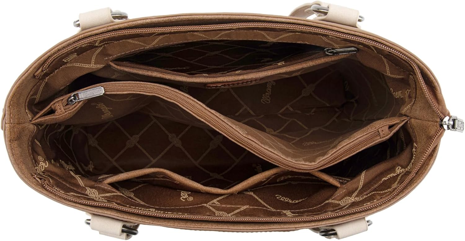 Wrangler Multi Pockets Tote Bag for Women Western Braided Shoulder Bag with Large Capacity for Everyday