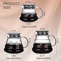 Vista 4 de Servidor de Café de Vidrio para Cafetera de Goteo, Jarra de Café de Vidrio Estándar, Cafetera con Tapa, Transparente, 02 600ml (20oz)