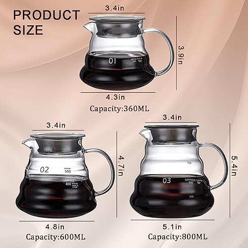 Miniatura 7 de Servidor de café de vidrio para cafetera de goteo, jarra de café de vidrio estándar, cafetera con tapa, transparente, 01 12.2 fl oz (12 oz)
