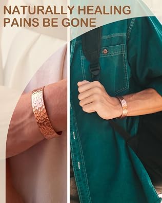 Feraco Copper Bracelet for Men & Women, 100% Solid Pure Copper Cuff Bangle