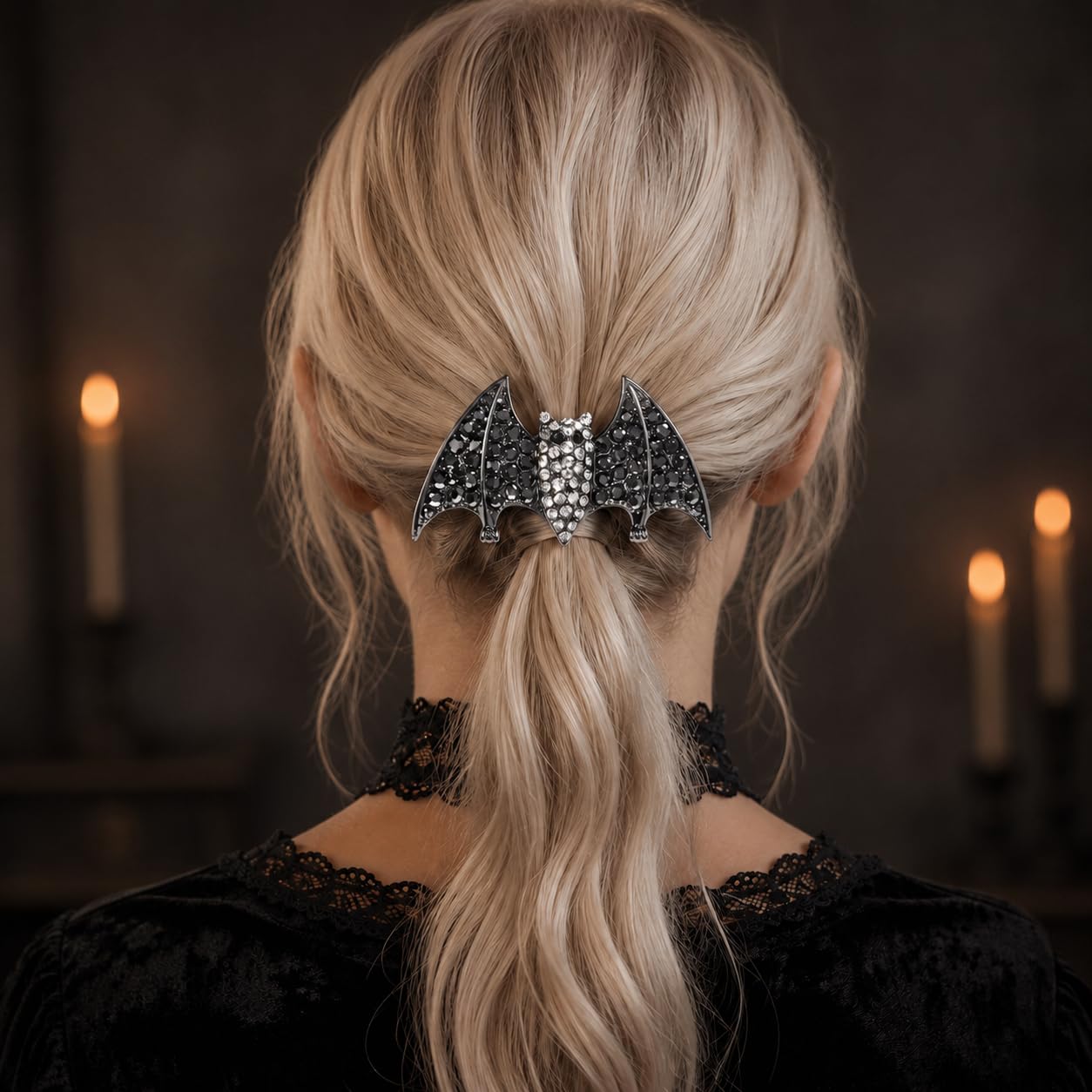 Rhinestone Bat Hair Clip for Women, Gothic Halloween Hair Barrette image 3