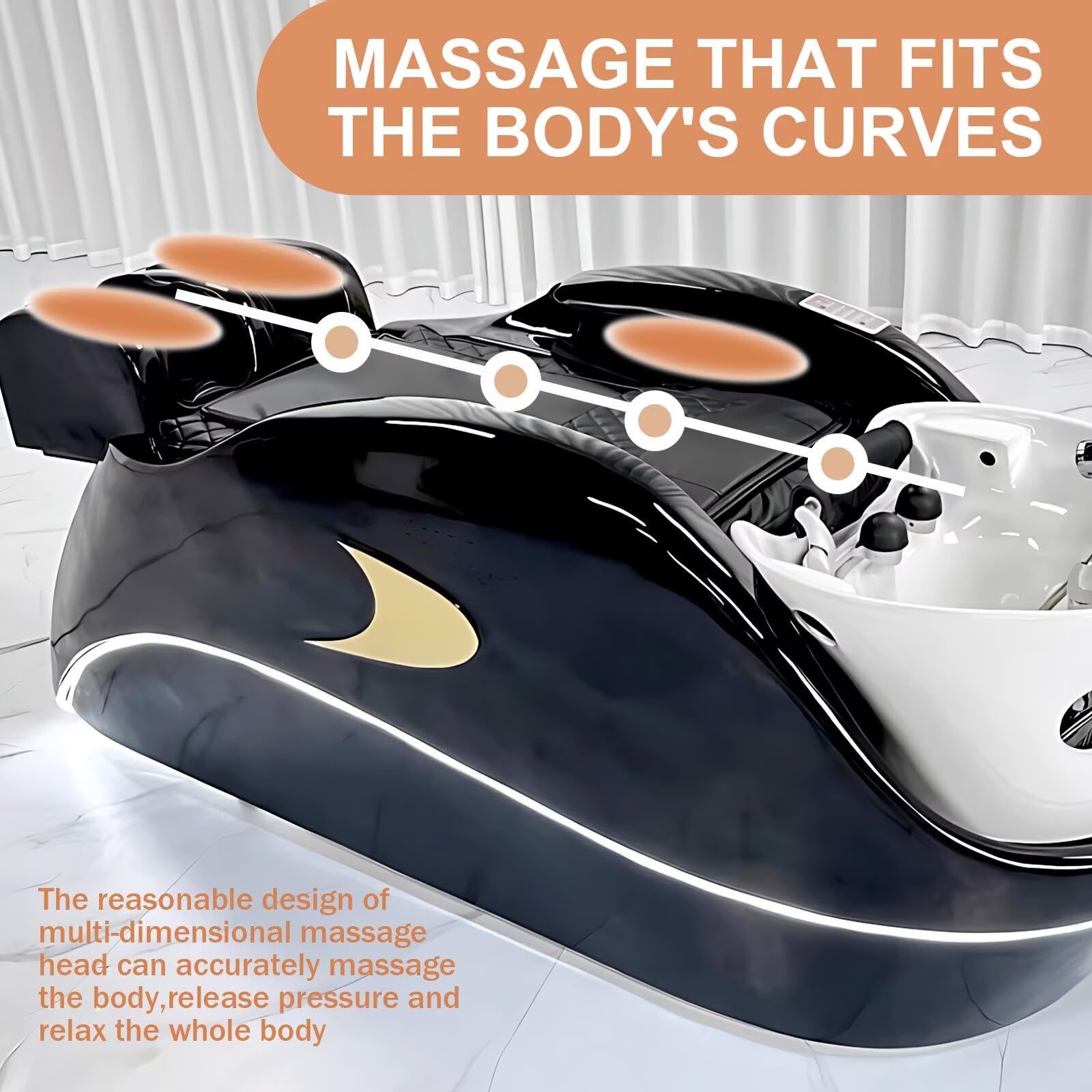 Professionelles Kopf-Spa-Shampoo-Bett – Massageliege mit Intelligenter Ganzkörpermassage, Begasung, Futuristischer, Stimmungsvoller Ambientebeleuchtung, Professionelle Salon-Spa-Ausstattung
