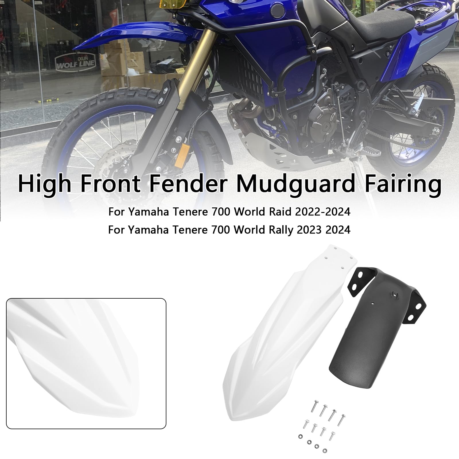 High Front Fender Mudguard Fairing Fit für Yamaha Tenere 700 2019-2024 White