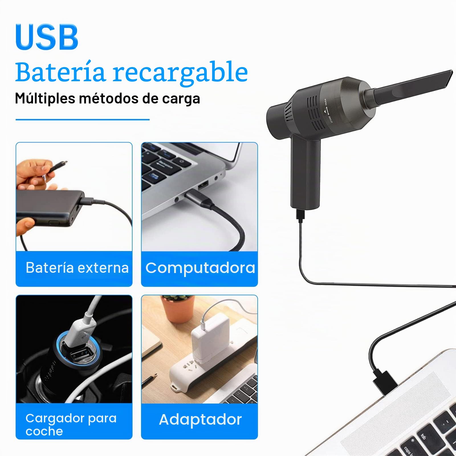 Dealswin Aspirador de computadora y Teclado Potente, Mini Aspirador Recargable, Aspiradora portátil inalámbrica:Limpiar el Polvo,pelos,Migas,restos para portátil,Piano,automóvil