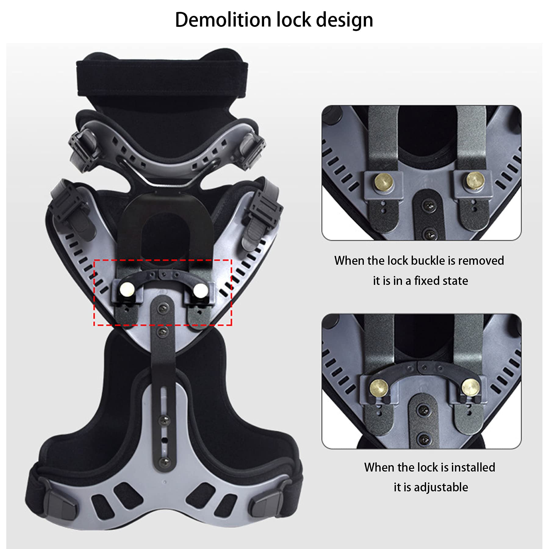 sdneNest Soporte de cuello ajustable: ortesis para cabeza, cuello, pecho, para artritis postrauma, dolor agudo, cirugía, fracturas, ángulo, ajustable, transpirable, ortesis torácica lum, L