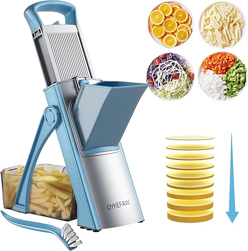 Cortadora de mandolina segura para cocina, picadora de verduras 6 en 1, cortador de papas fritas para papas, cortador de papas, picador de