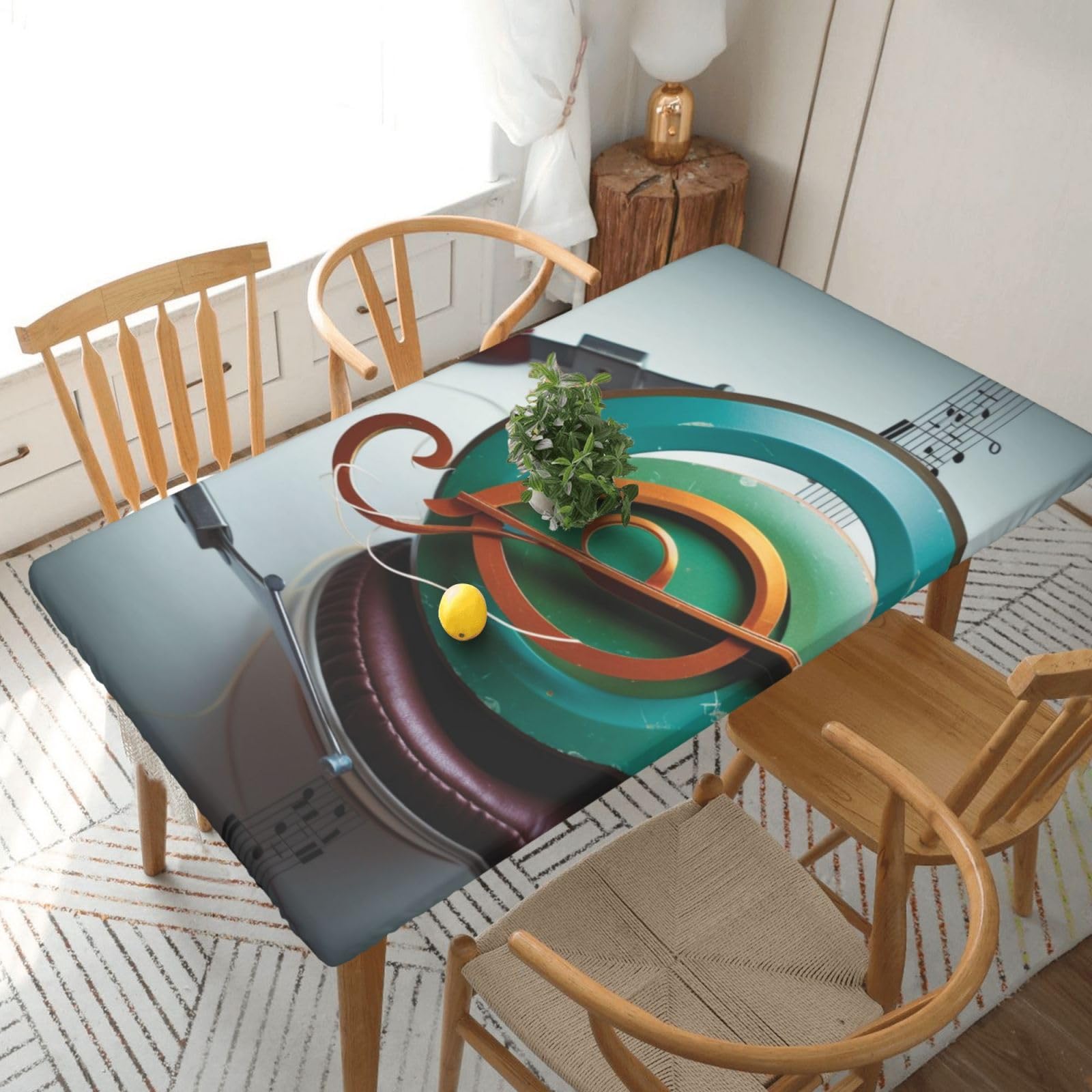 WPKJU Music Printed Tablecloths 5ft Rectangular Table Covers Washable Polyester Decorative Table Cloth for Dining Table Picnic Wedding