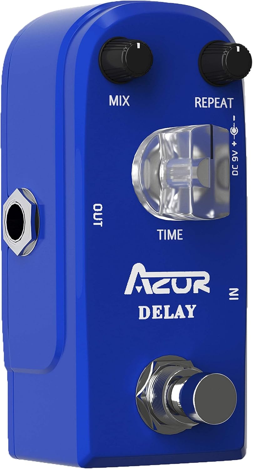 AZOR Vintage Analog Delay Guitar Effect Pedal with Guitar Effect Pedal Cables 3 Pack (Gold)
