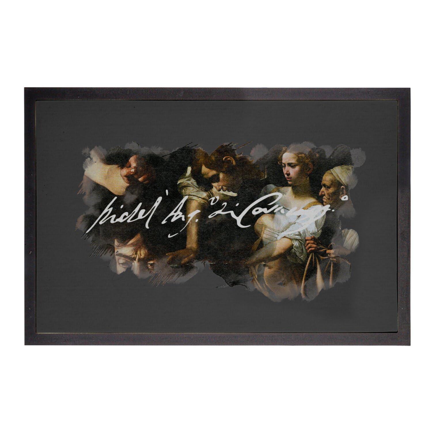 Paillasson Caravaggio Signature peinture baroque - Tapis de sol noir de qualité