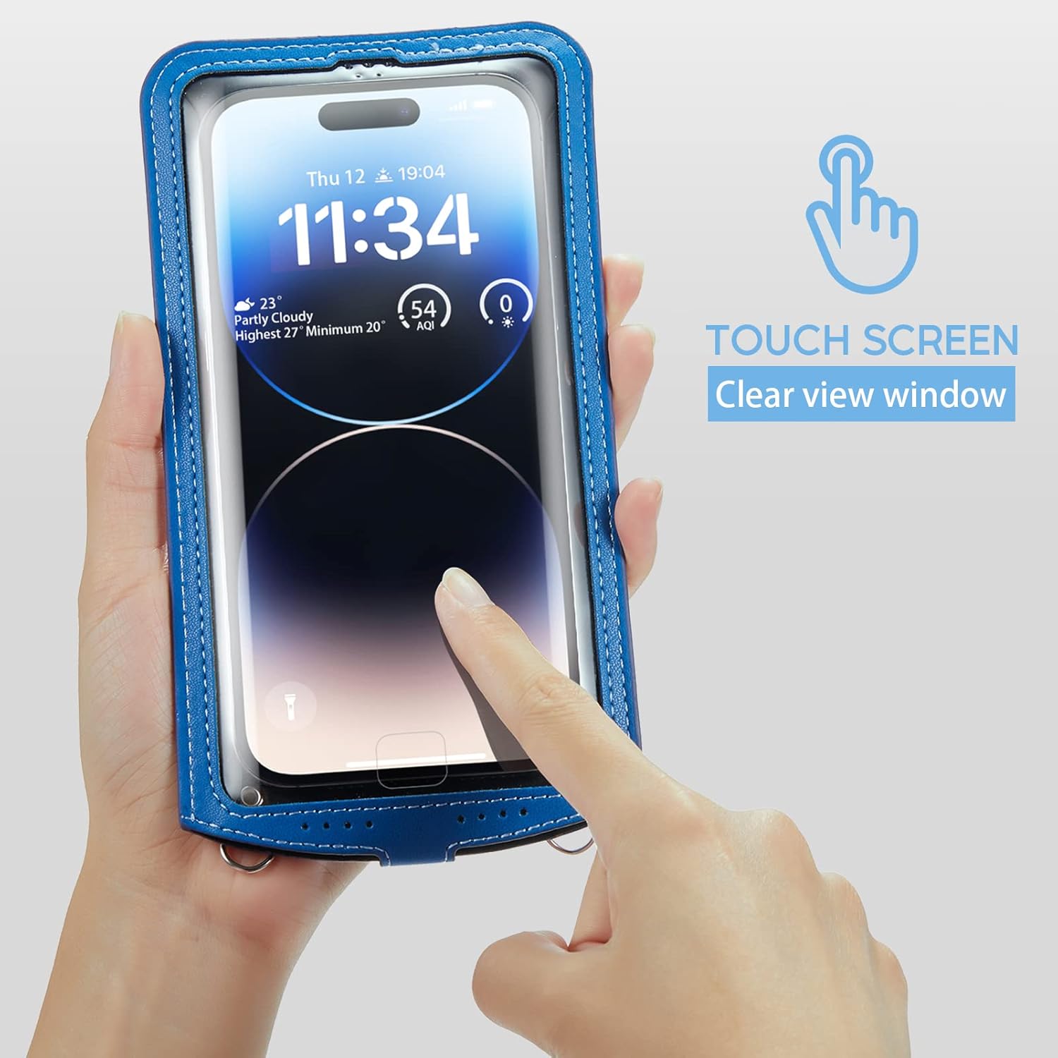 Small Crossbody Bag Cell Phone Purse for Women Men Leather Mini Shoulder Bag Wallet Case with Card Holder Slot Necklace Lanyard for All Phones iPhone Samsung Google up to 7.3" Blue - Image 3