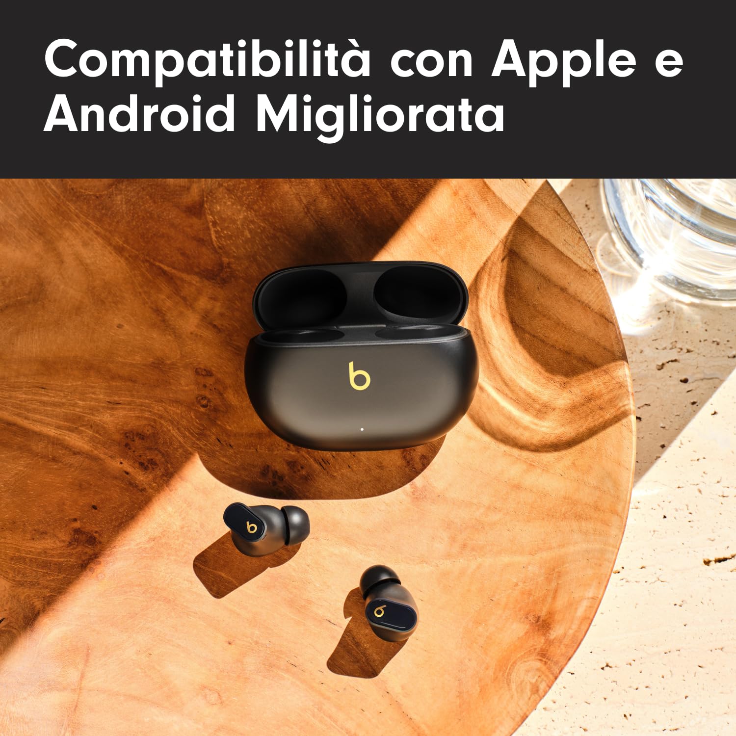 Beats Studio Buds + | Auricolari true wireless con cancellazione del rumore, compatibilità Apple e Android migliorata, microfono incorporato, cuffie Bluetooth resistenti al sudore - Nero e oro