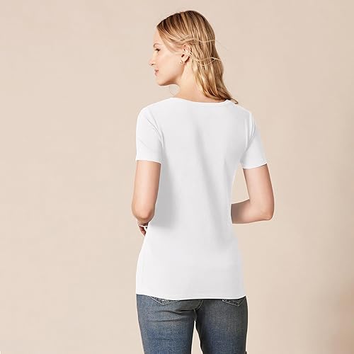 Vista 18 de Yaxa Essentials Women's Regular-Fit Short-Sleeve Crewneck T-Shirt