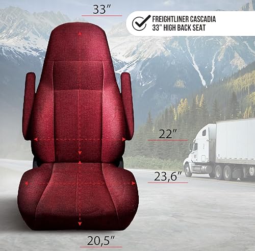 Miniatura 2 de Funda de asiento compatible con Freightliner Cascadia Factory OEM Seat – 33″ respaldo alto, piel sintética de ajuste personalizado, duradera y fácil