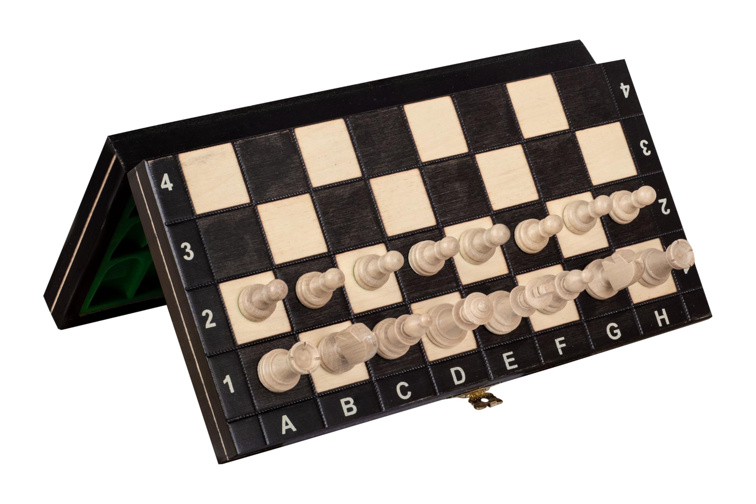 Sunrise Chess & Games - Set da scacchi magnetico in legno nero - Scacchi da viaggio compatti con scacchiera pieghevole e inserto per pezzi