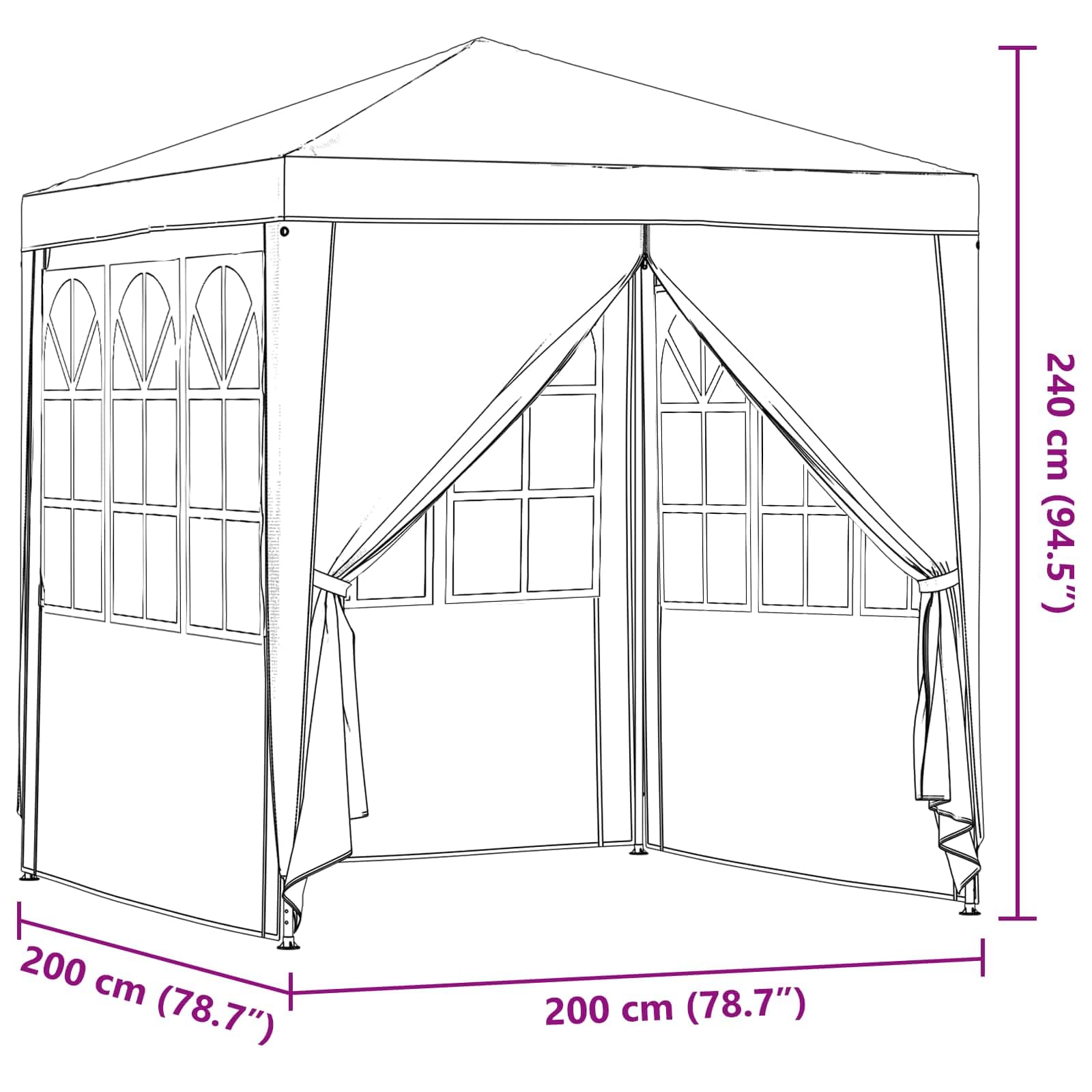 Tienda de campaña para fiestas, color rojo, 200 x 200 x 240 cm, de polietileno y acero, con pared lateral, ventana, protección UV y techo resistente a la intemperie para jardín, terraza