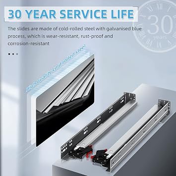 SHUHANG 1 Pair Undermount Drawer Slides 9 inch Soft Close 80 lb Load Capacity Ball Bearing Hidden Bottom Mount Rails Full Extension Runners with Adjustable Locking Devices and Bracket
