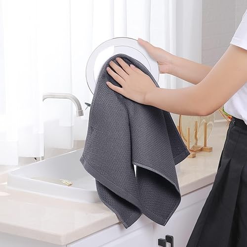 Miniatura 122 de Homaxy Trapo de cocina de 100% algodón, tejido de punto gofre, ultrasuaves, absorbentes, de secado rápido, para limpiar, 13 x 28 pulgadas, paquete