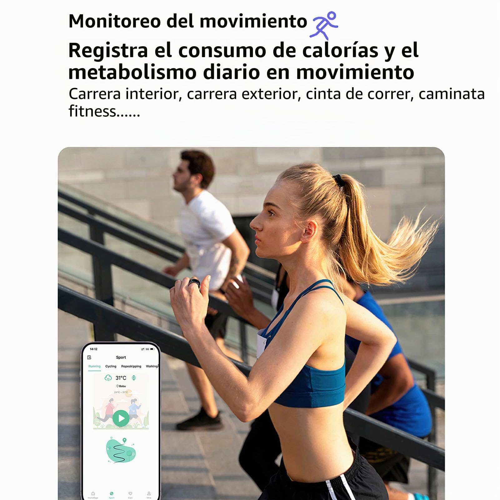 Bewinner Rastreador de Actividad Física, Anillo Inteligente de Seguimiento de Actividad Física, Monitor de Salud para Frecuencia Cardíaca, Sueño, Seguimiento de Temperatura Corporal,