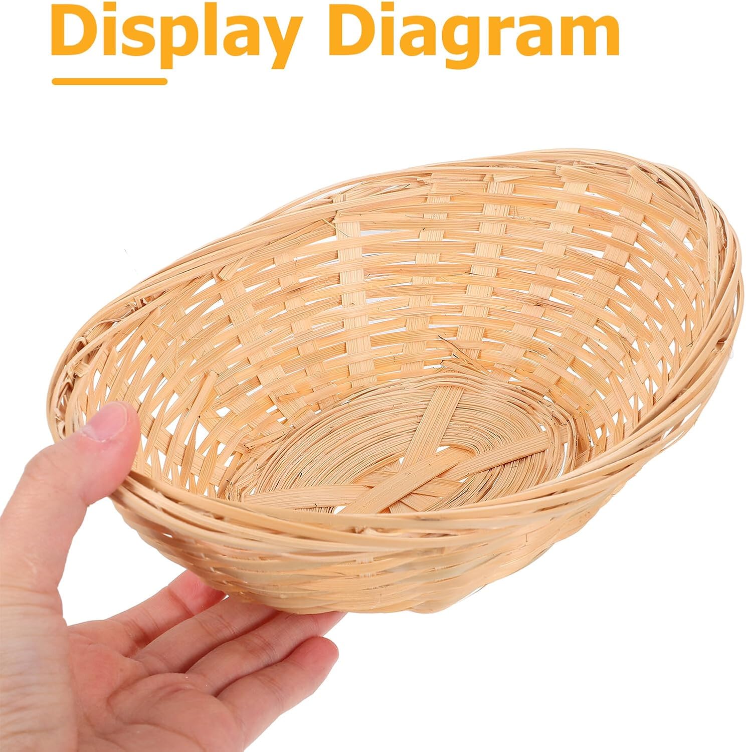 LABRIMP Small Woven Oval Bread Basket 21x17cm Handwoven Serving Basket for Fruit Eggs Kitchen Counter Display Set of 4