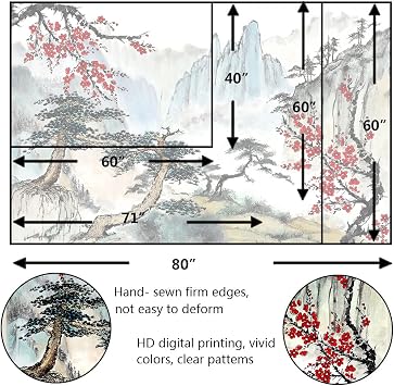 JAWO Japanese Decor Tapestry, Cherry Blossom Wall Tapestry, 40x30 Inch, Blue