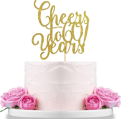 Decoración de pastel con purpurina dorada para 60 años, feliz 60 cumpleaños, 60 y fabuloso, aniversario de boda, suministros de decoración de fiesta