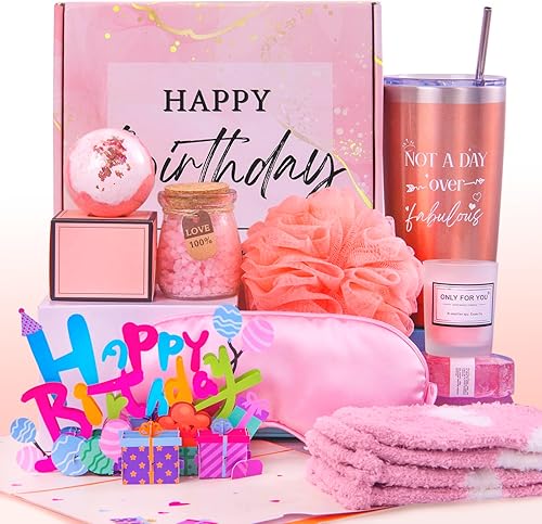 CUTEUP Regalos de cumpleaños para mujeres, juego de baño de feliz cumpleaños, regalos relajantes de spa, cestas de ideas para mujeres, cesta de disponible en Yaxa Colombia