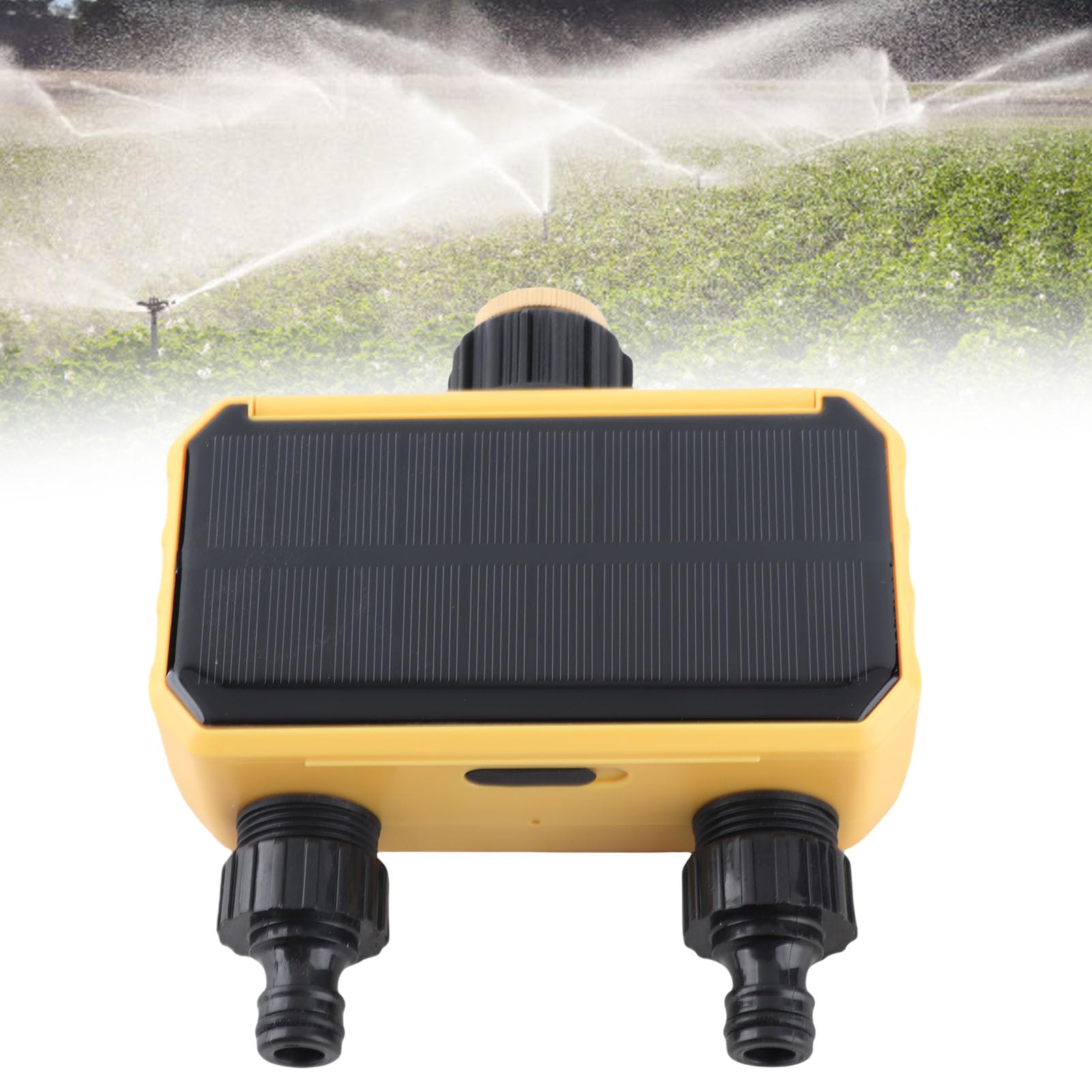 Tonysa Timer di Irrigazione a Energia Solare, Controller di Irrigazione Intelligente con Ritardo della Pioggia, Doppio Prese, Timer di Annaffiatura Automatico per Giardino, Cortile, Balcone, Sistemi