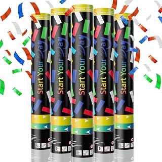 5 Pack 15 Inch Confetti Poppers – Multicolor Biodegradable Confetti Cannons for Wedding, Birthday, Graduation, Christmas, New Year – Party Poppers Confetti Shooters for Indoor & Outdoor Celebrations