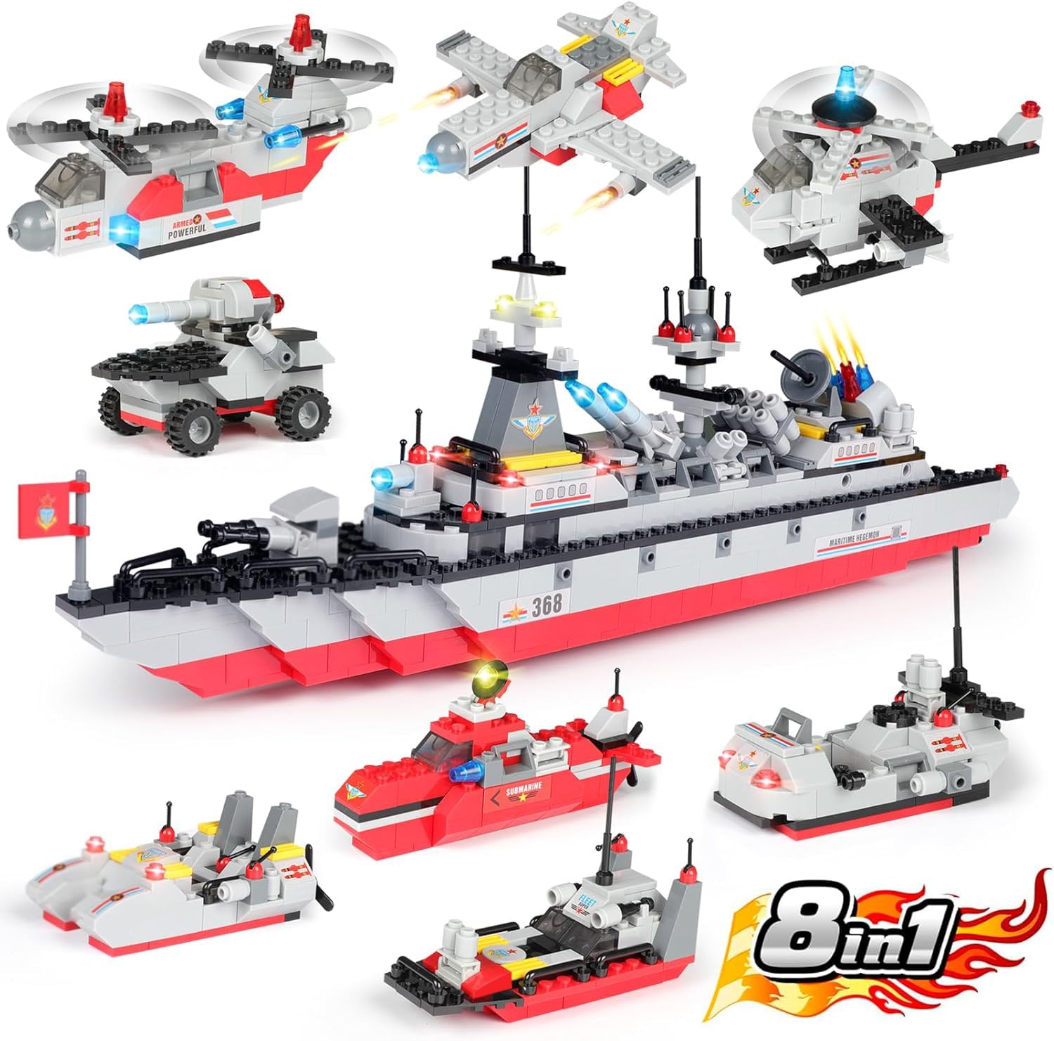EP EXERCISE N PLAY Military Battle Ship Boat Building Block, Creative Gift for Boys Girls Aged 6+ (Military Battleship)