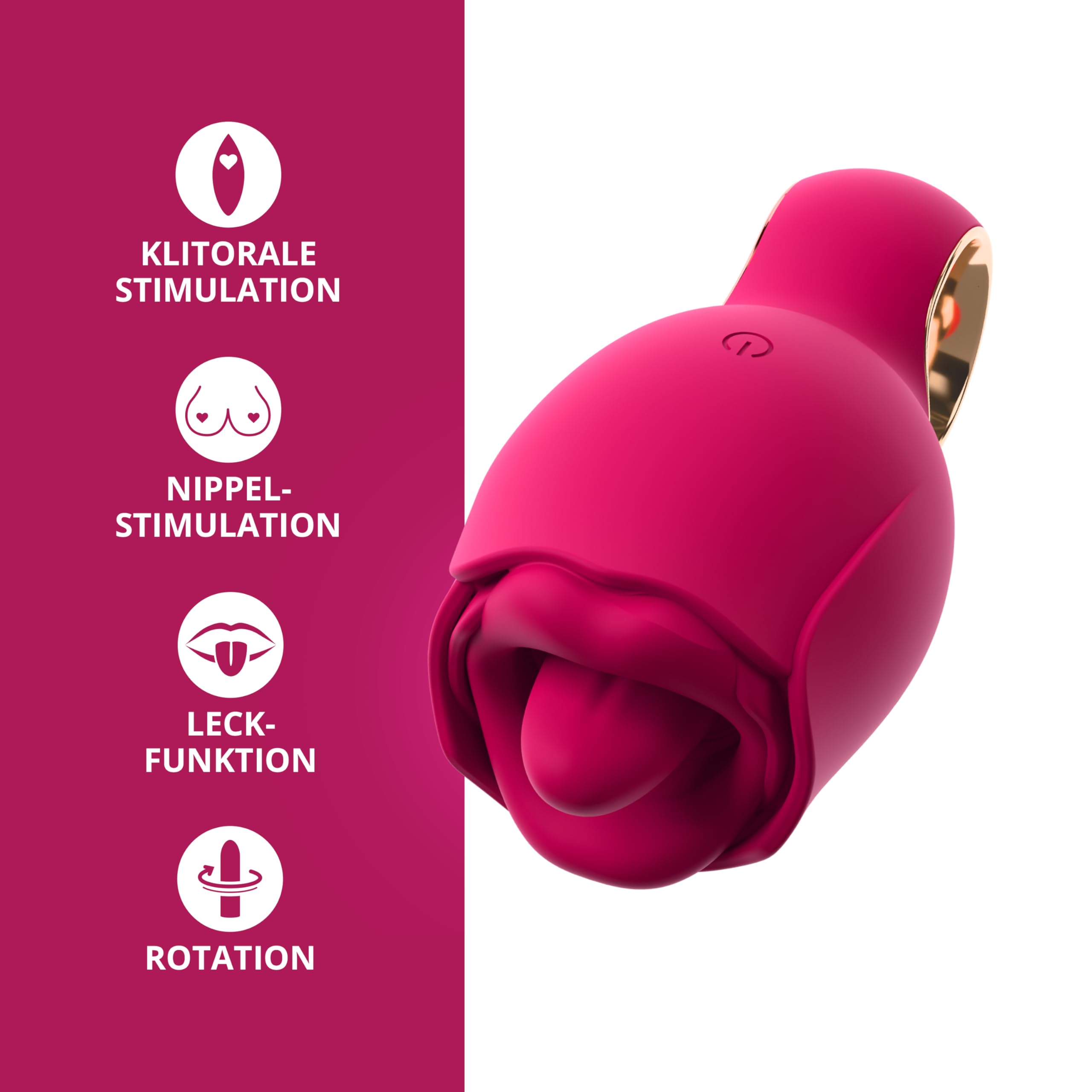 You2Toys Vibratore per lingua Oral Fun - Vibratore per clitoride con attacco lingua leccata e vibrazione, 8 modalità di stimolazione, in silicone, ricaricabile tramite USB, silenzioso, giocattolo