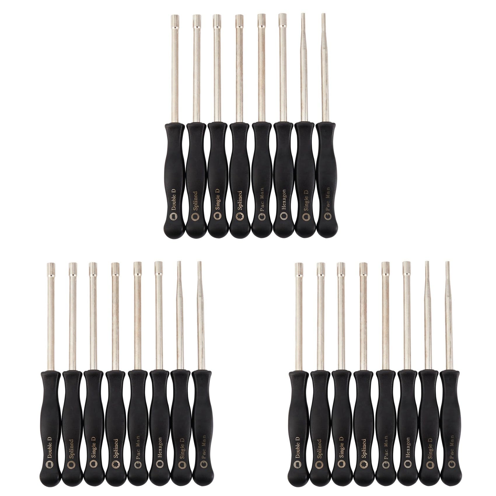 Jnchdghwa Silver & Black 24 Pcs Screwdriver Carburetor Adjustment Tool Single D Double D Hexagon Hex Socket Kit Set