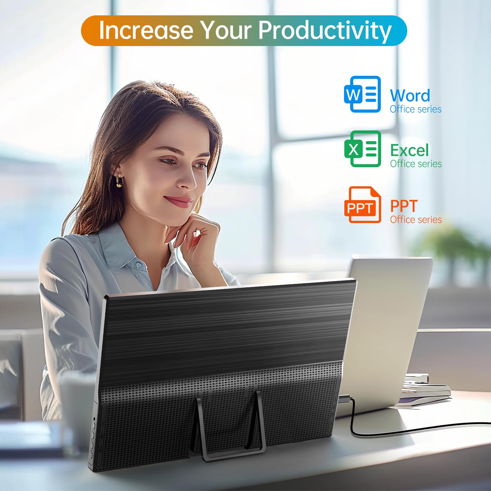 Portable Monitor 15.6 Inch 1080P USB-C HDMI Ultra-Slim Travel Monitor with Kickstand, Compatible with Xbox, Laptop, PC, Mac Phone, PS, Swich IPS Ultra-Thin Zero Frame Gaming Monitor