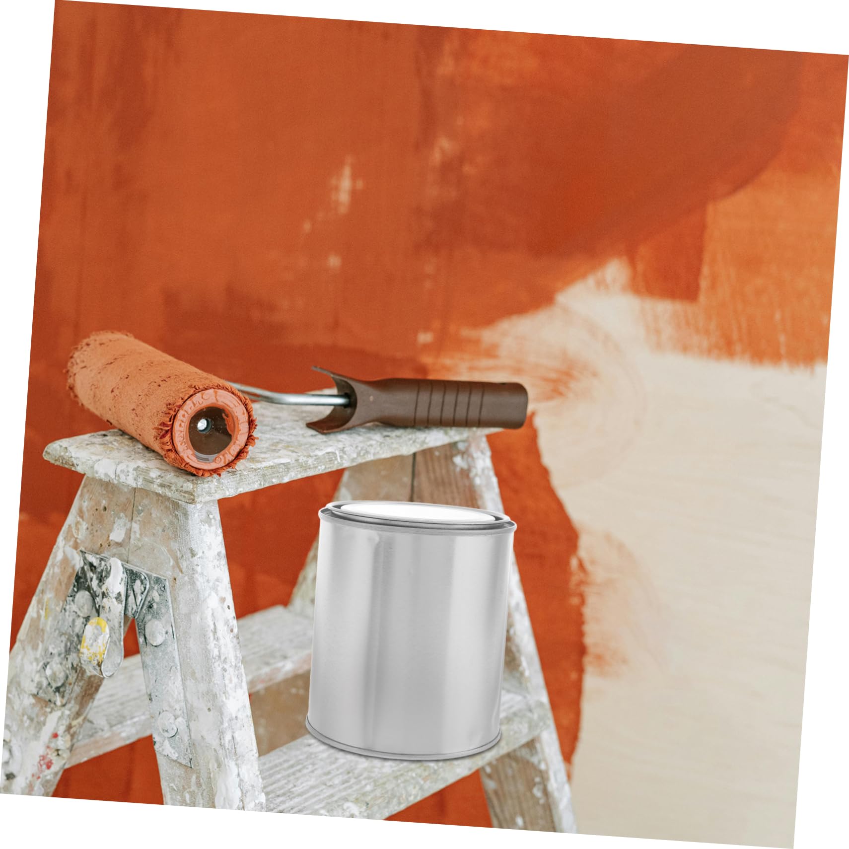 6 Pots de Peinture Vides Ronds en Métal avec Couvercles, Lot DIY