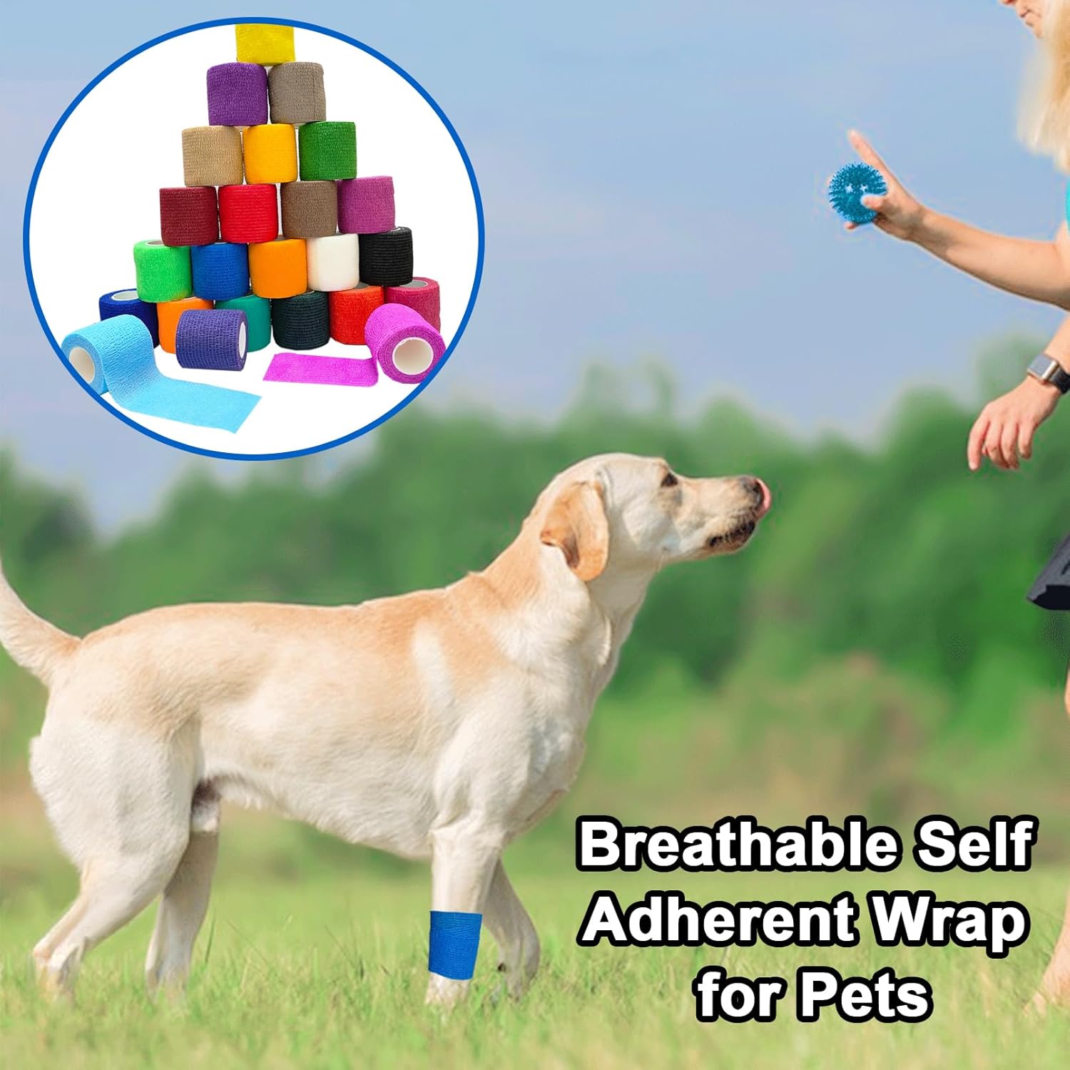 72 Pack Self Adhesive Bandage Wrap,2" x 5 Yards Self Adherent Wrap,Athletic Elastic Breathable Cohesive Bandage Wrap for First Aid,Sports,Wrist Ankle Swelling Sprains,Vet Wrap,24 Colors - Image 5