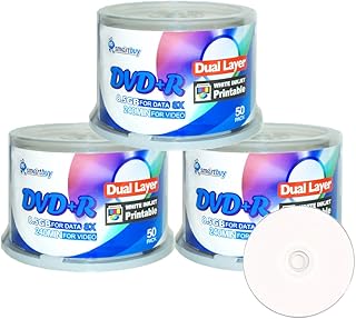 Smartbuy 150-disc 8.5gb/240min 8X DVD+r Dl Dual Layer Double Layer White Inkjet Hub Printable Blank Data Recordable Media Disc Spindle