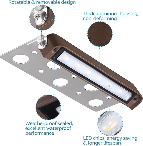 Miniatura 4 de LEONLITE 5CCT 7 pulgadas LED Hardscape Lighting Swivel, 2200K2700K3000K4000K5000K seleccionable, luz de pared de contención, 12 V CACC, 4.5 W,