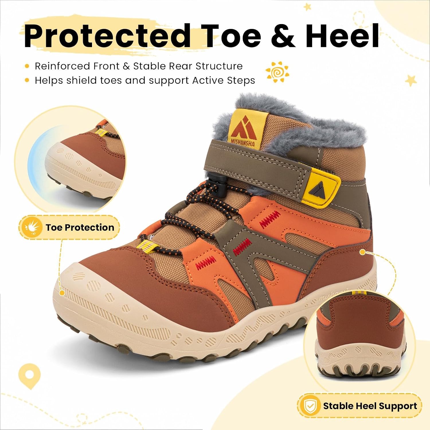 Mishansha Kids Hiking Boots Boys Girls Winter Snow Boots for Cold Weather