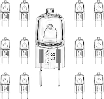 GARTO G8 Halogen Bulbs 50W 120V 2700K Warm White Dimmable T4 2Pin 12PK | 560LM 3000hrs eco-friendly. CRI 100 true color. 360 beam for oven, microwave, under-cabinet, Display & More