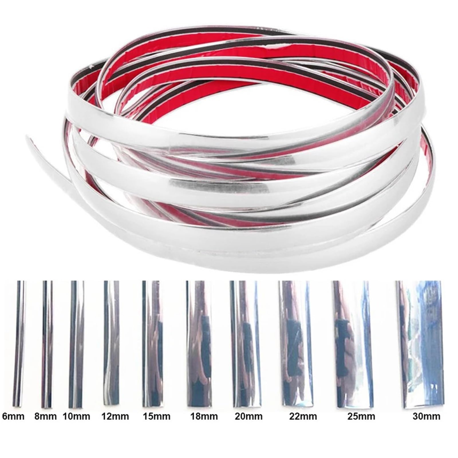 Bande adhésive chromée de voiture en PVC 13.0M argent voiture Chrome décoration moulage garniture bande bande Auto bricolage autocollant de protection 6mm universel pare-chocs fenêtre porte protecteur