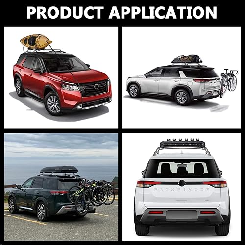 Miniatura 7 de RAXUSA - Barras transversales para portaequipajes Nissan Pathfinder 2022 2023 con rieles de techo elevados de fábrica, caja de carga, portaesquíes,