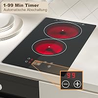 KICHPOWER 2 Égőfejes Üvegkerámia Főzőlap 30cm Érintésvezérlés 3000W 4