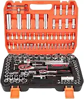 Kit 108 Peças de Soquetes com Catraca Reversível 1/2, Jogo Completo de Ferramentas em Aço Resistente, para Uso Profissional e Doméstico com Caixa Organizadora