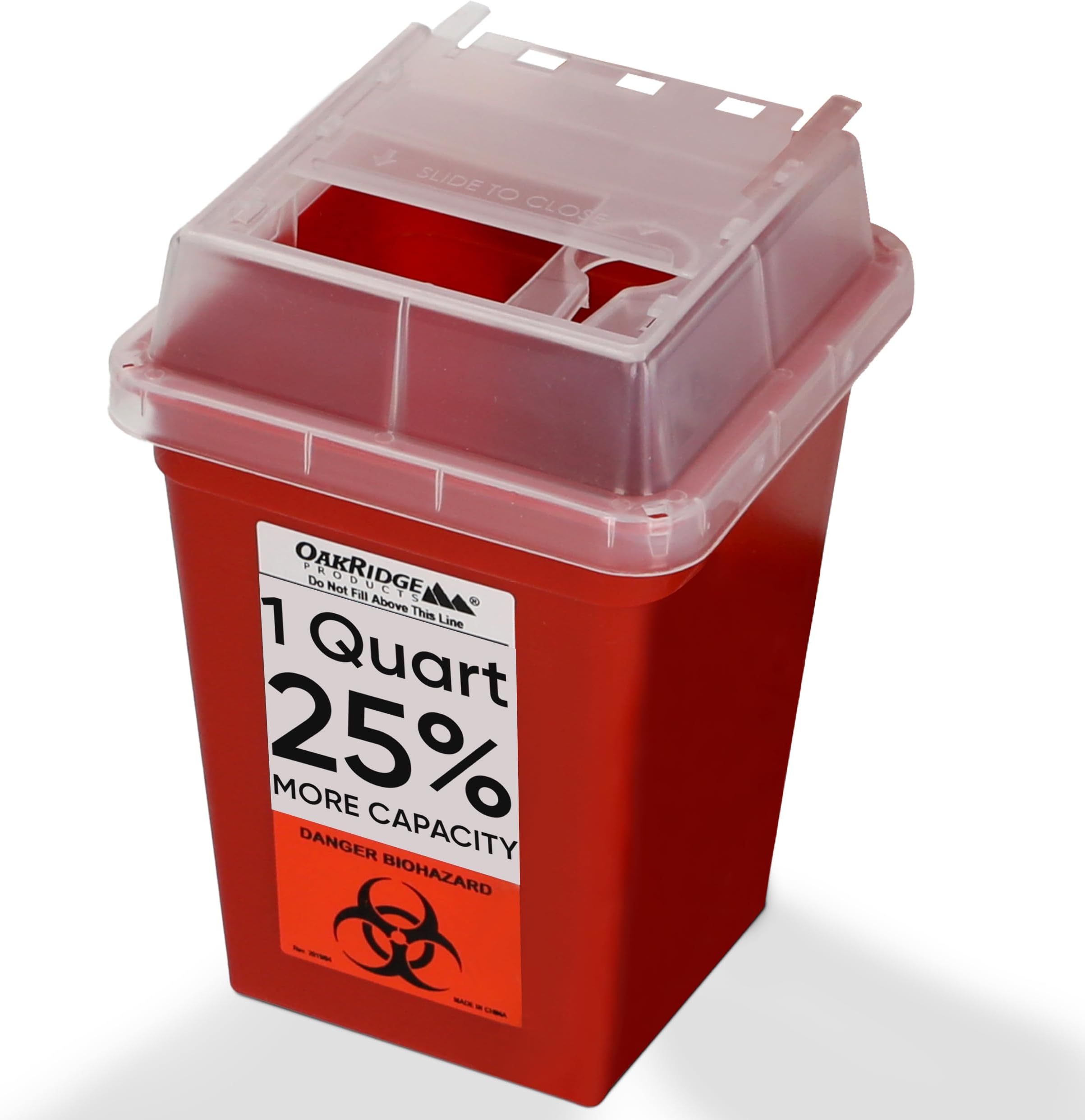 Oakridge Products Sharps Container for Home Use and Professional 1 Quart, Biohazard Needle and Syringe Disposal, Small Portable Container for Travel, CDC Certified