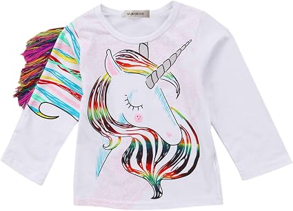 Toddler Girls Rainbow Unicorn Fringe 