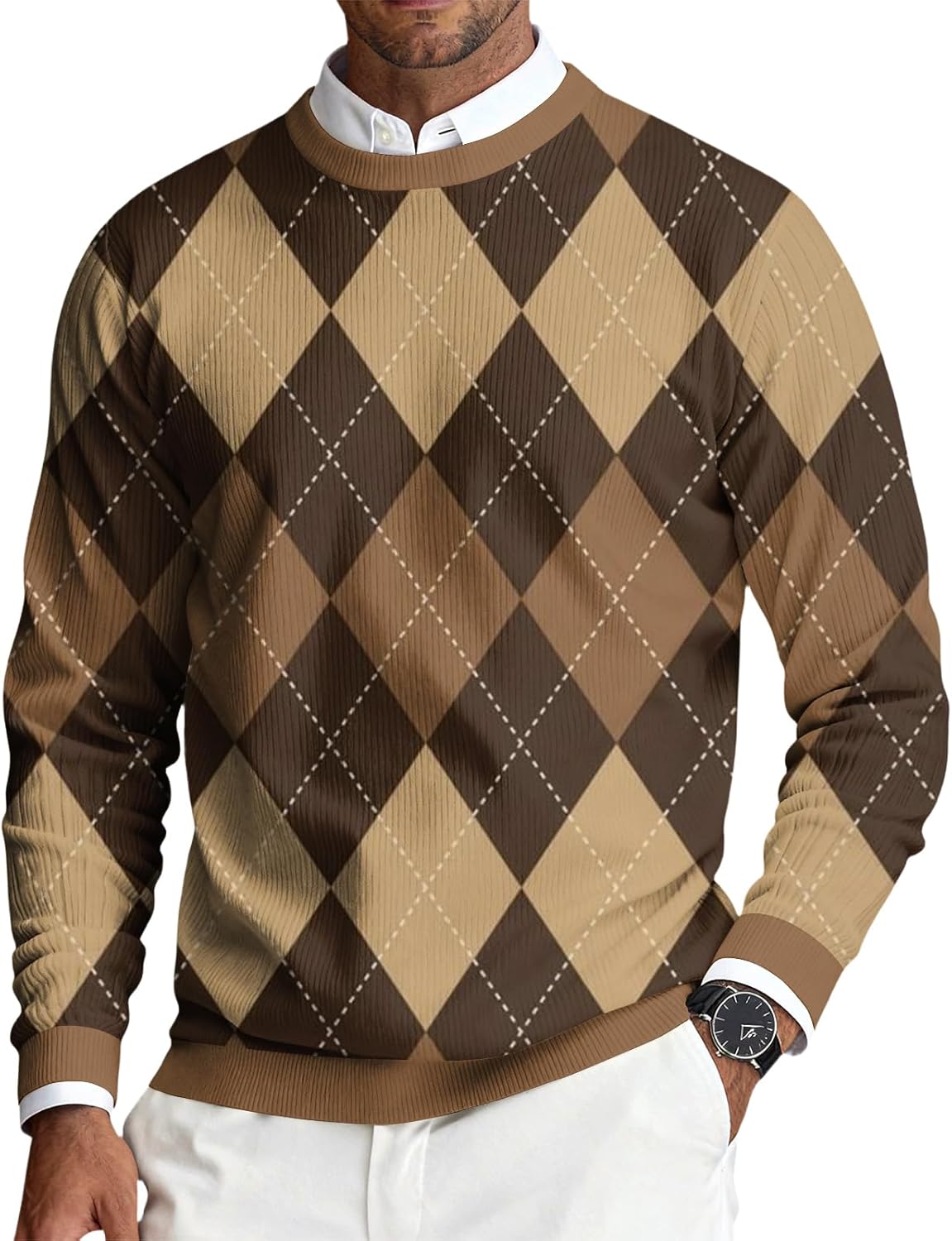 Men's Long Sleeve Knit Shirts, Regular Fit Casual T-Shirt, Crewneck Lightweight Pullover Top, S-4XL